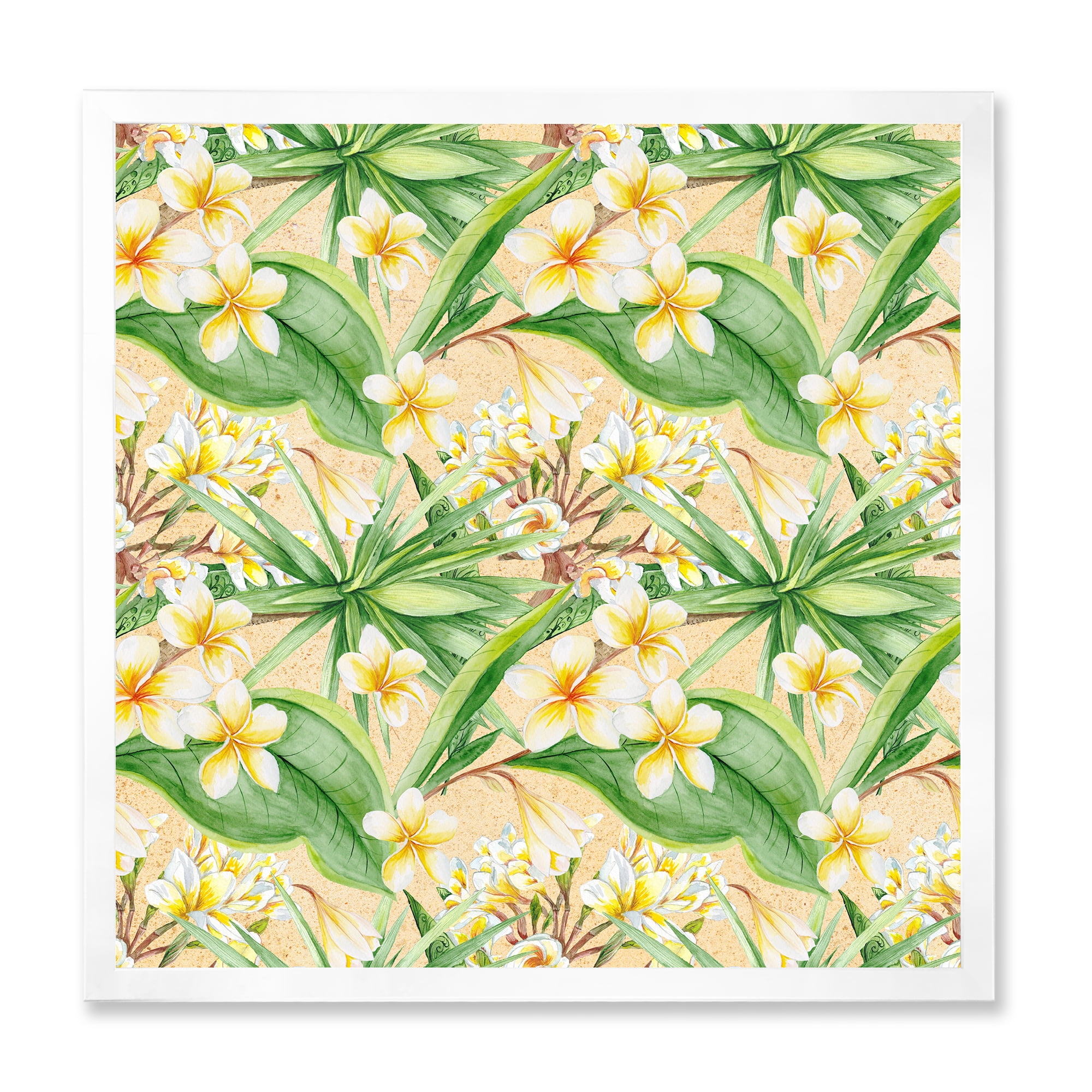 Designart 'Yellow Flowers and Tropical Foliage XIII' Modern Framed Art Print