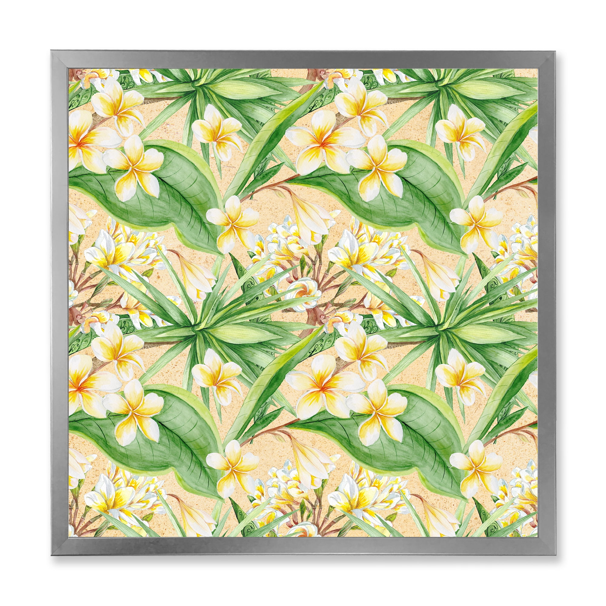 Designart 'Yellow Flowers and Tropical Foliage XIII' Modern Framed Art Print