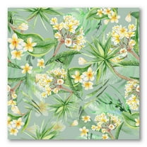 Designart ' Yellow Flowers and Tropical Foliage XIV ' Modern Canvas Wall Art Print