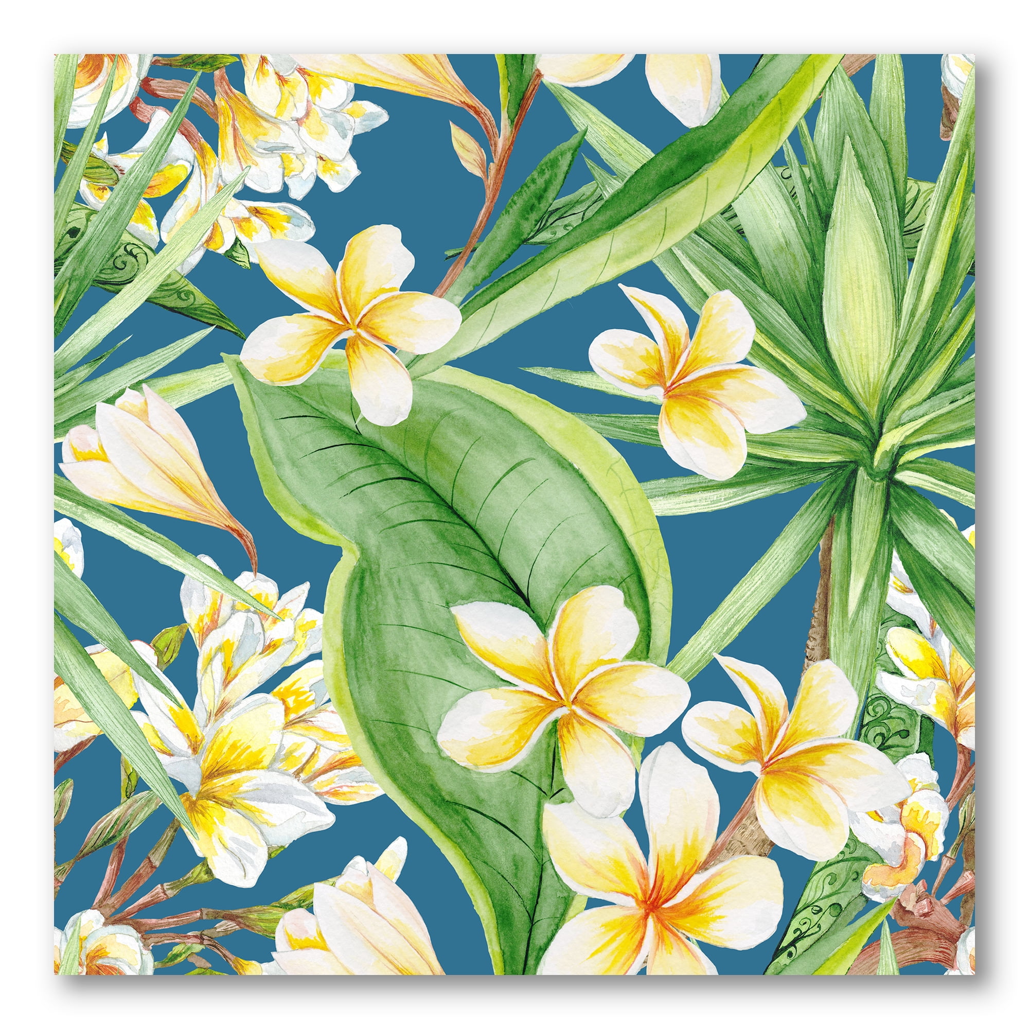 Designart ' Yellow Flowers and Tropical Foliage XV ' Modern Canvas Wall Art Print