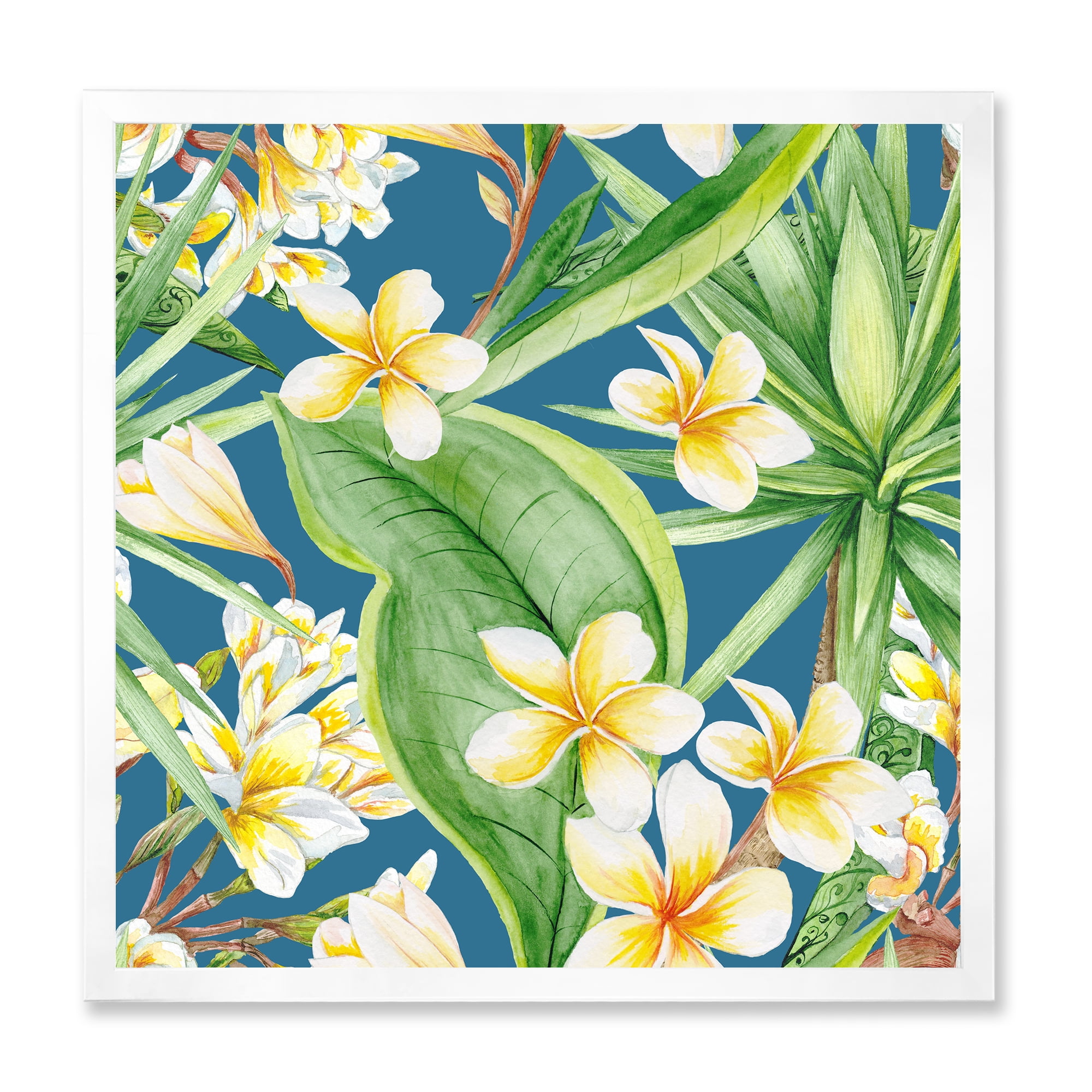 Designart 'Yellow Flowers and Tropical Foliage XV' Modern Framed Art Print