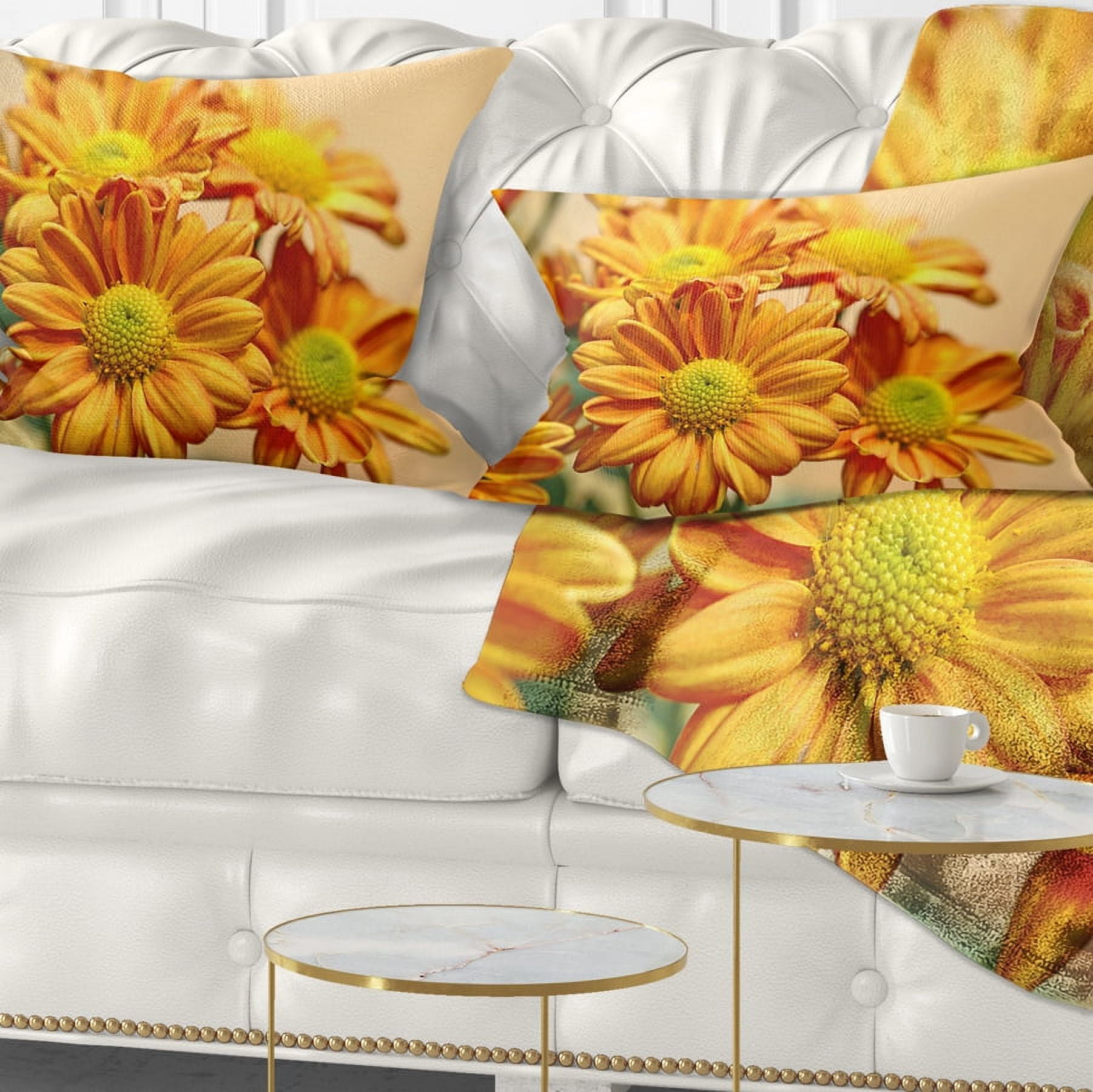 Designart Yellow Flowers in the Garden - Floral Throw Pillow - 12x20