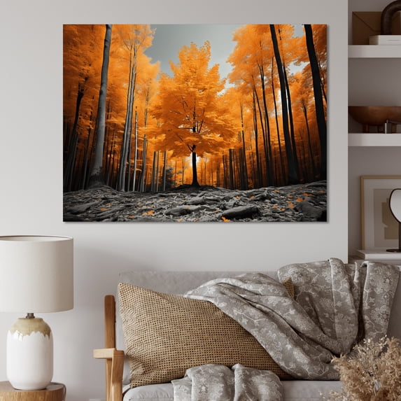 Designart "Yellow Forest Giants I" Forest Canvas Art Print
