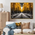 thumbnail image 1 of Designart "Yellow Forest Journey A Scenic Road V" Landscapes Floater Framed Wall Art Print, 1 of 7