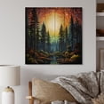 thumbnail image 1 of Designart "Yellow Forest magic Watchers Pointillism" Landscapes Print on Natural Pine Wood, 1 of 5