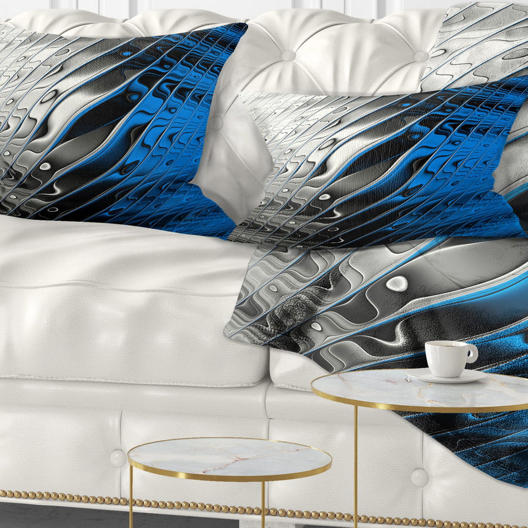 Designart Yellow Fractal Art Wave Design - Abstract Throw Pillow - 12x20