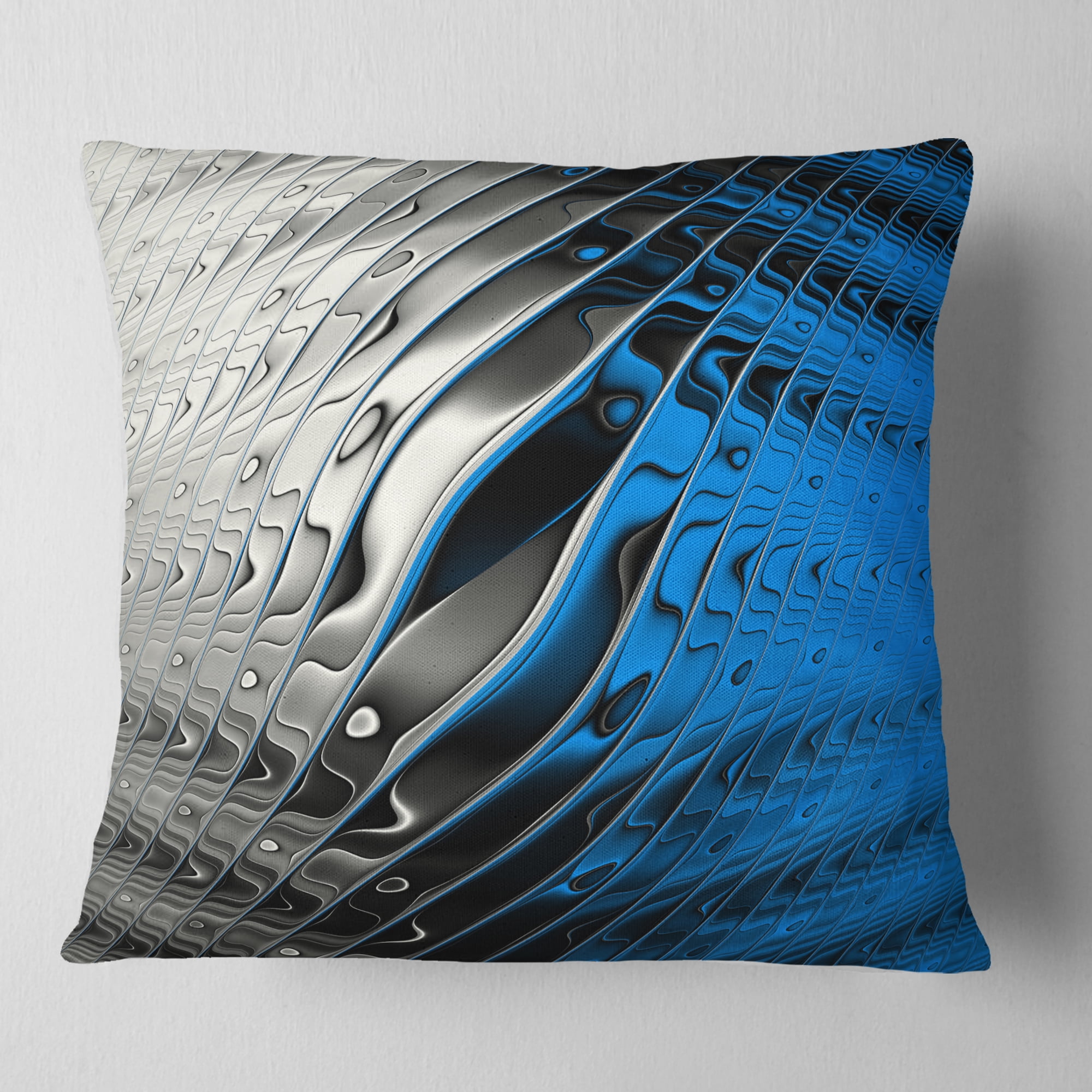 Designart Yellow Fractal Art Wave Design - Abstract Throw Pillow - 18x18