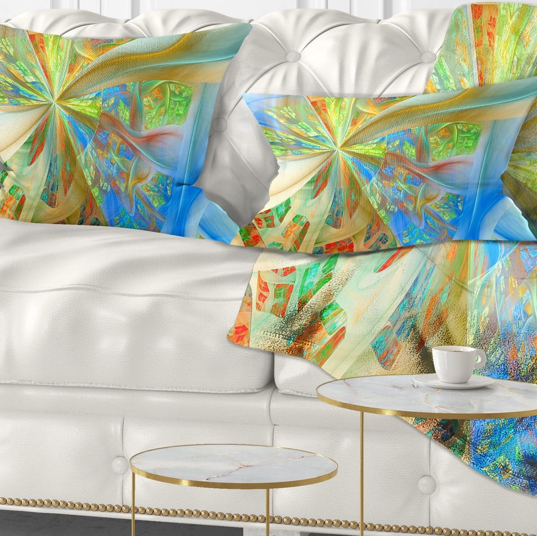 Designart Yellow Fractal Exotic Plant Stems - Abstract Throw Pillow - 12x20