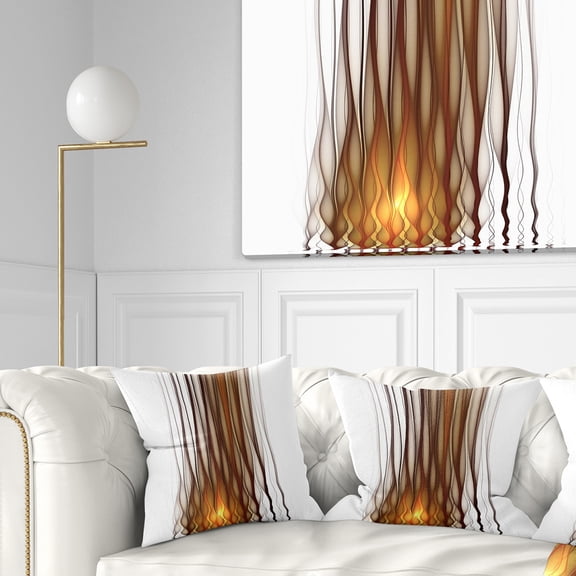 Designart Yellow Fractal Flames Pattern - Abstract Throw Pillow - 18x18