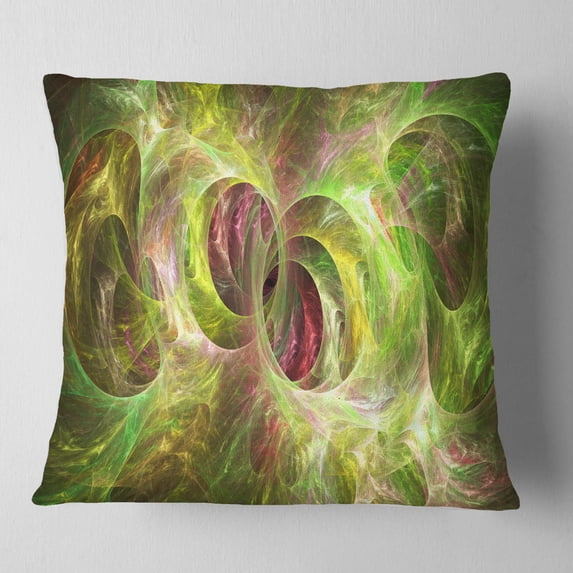 Designart Yellow Fractal Ornamental Glass - Abstract Throw Pillow - 16x16