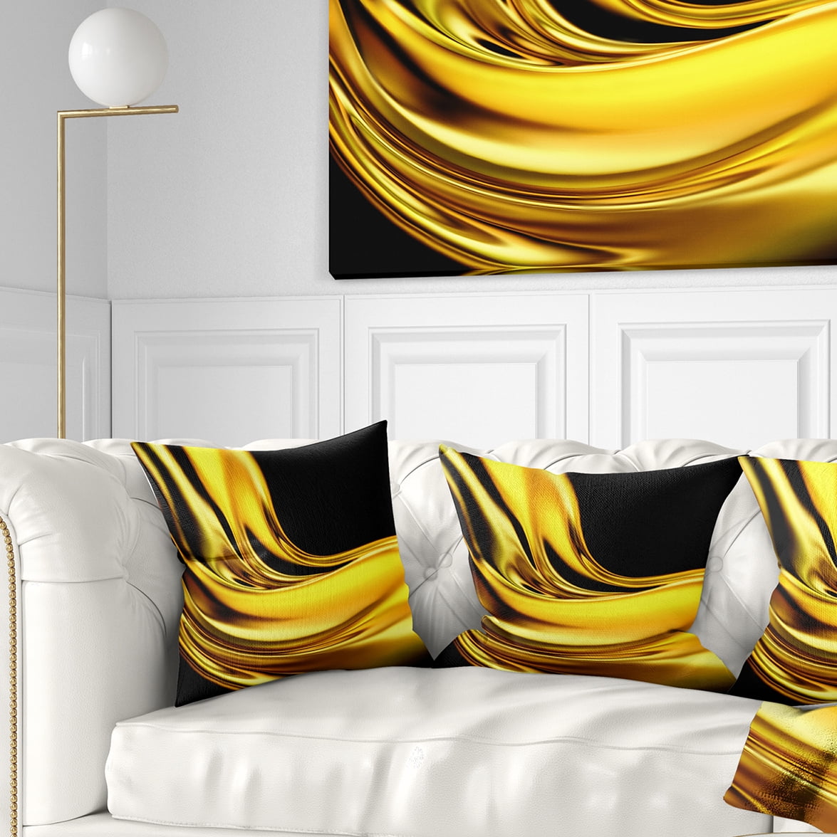 Designart Yellow Gold Texture Pattern - Abstract Throw Pillow - 16x16