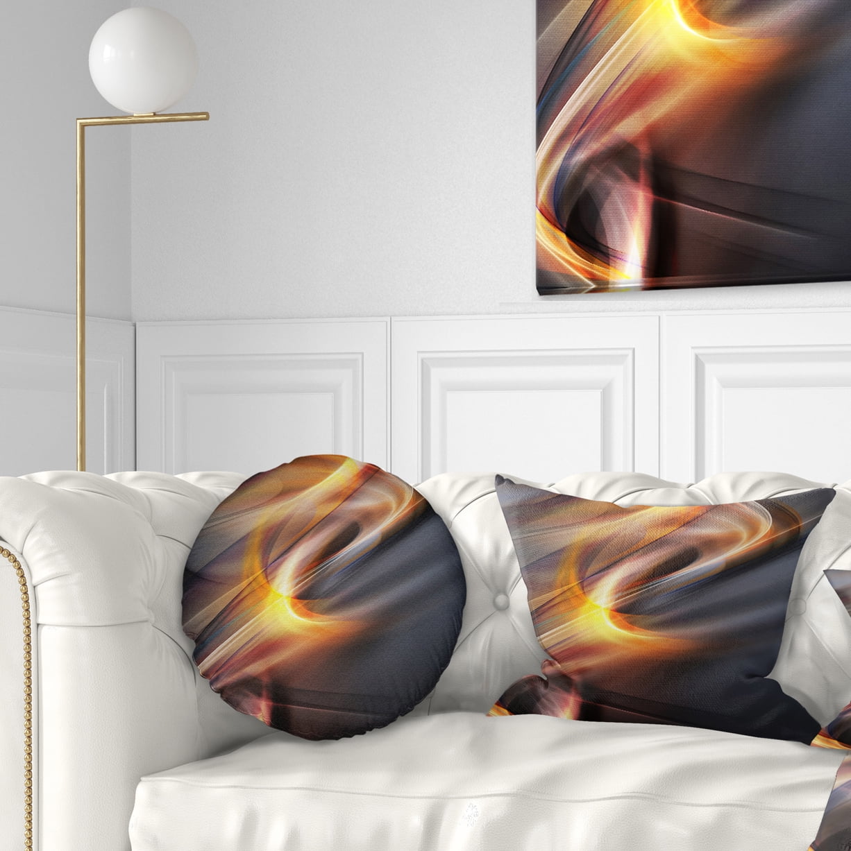 Designart Yellow Gray Light Art - Abstract Throw Pillow - 12x20