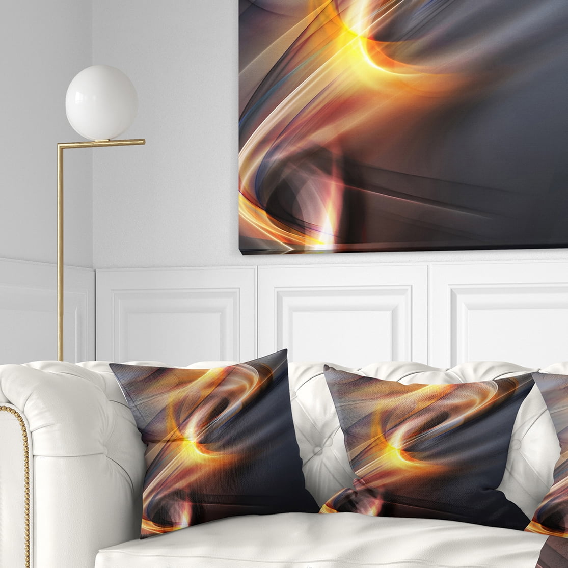 Designart Yellow Gray Light Art - Abstract Throw Pillow - 18x18