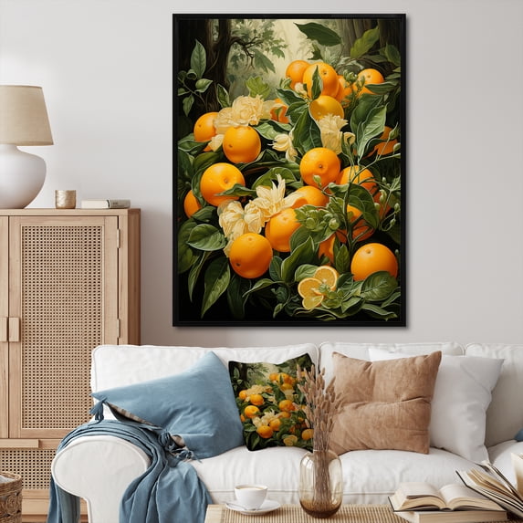 Designart "Yellow Green Music Choir euphony" Farmhouse Floater Framed Canvas Print