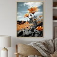 thumbnail image 1 of Designart "Yellow Grey Monochrome Sunflower landscape" Floral & Botanical Floater Framed Wall Decor, 1 of 7