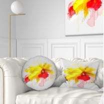 Designart Yellow Iris Flower with Red Splashes - Floral Throw Pillow - 12x20