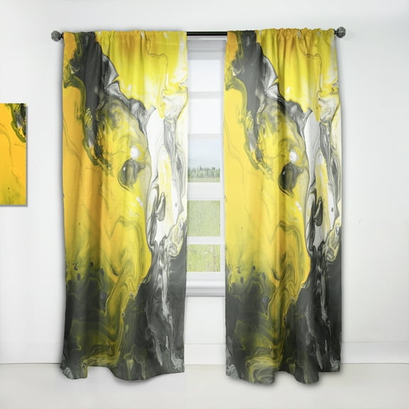 Designart 'Yellow Marbled I' Modern & Contemporary Curtain Panel
