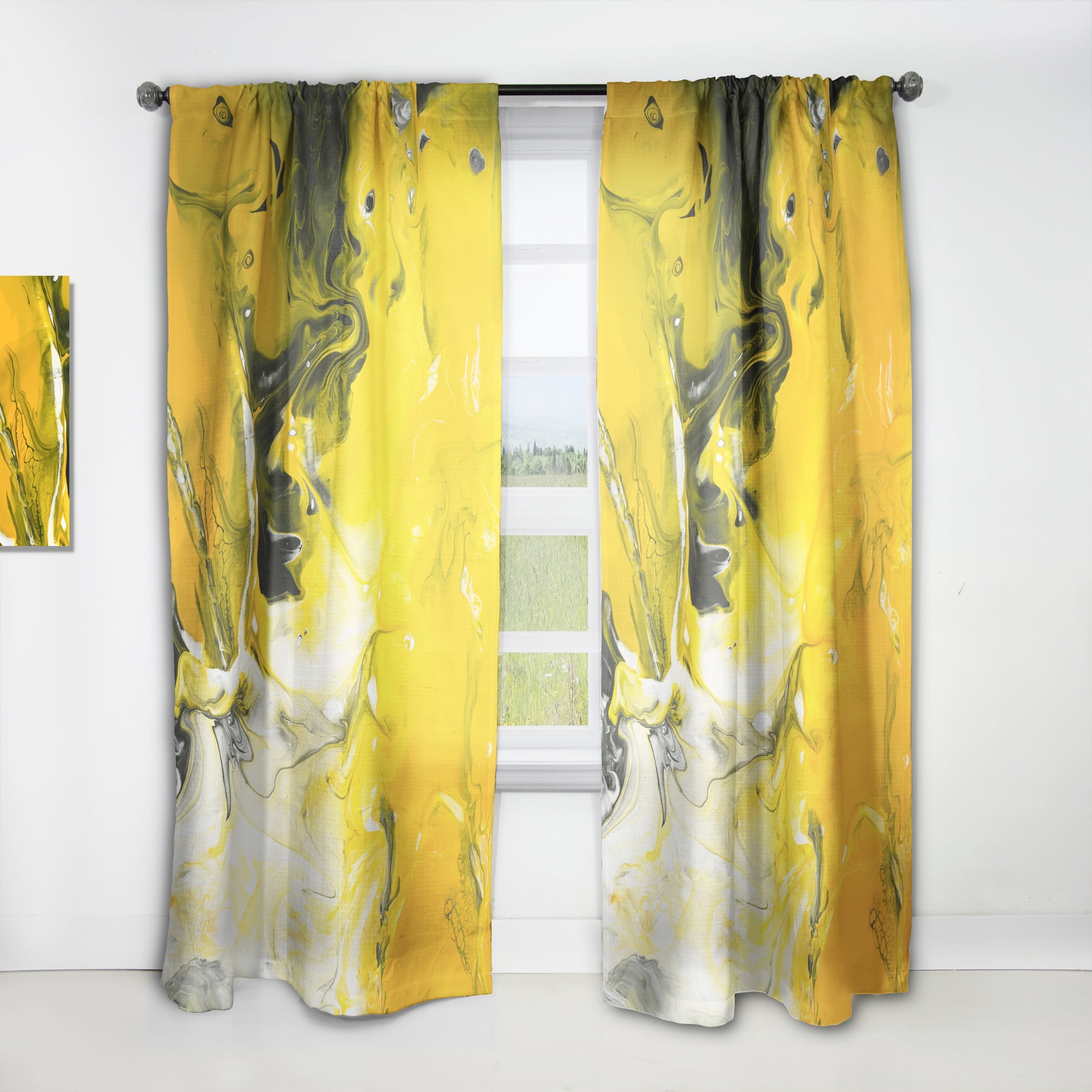 Designart 'Yellow Marbled II' Modern & Contemporary Curtain Panel