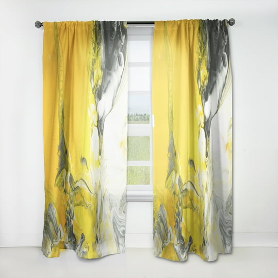 Designart 'Yellow Marbled VI' Modern & Contemporary Curtain Panel