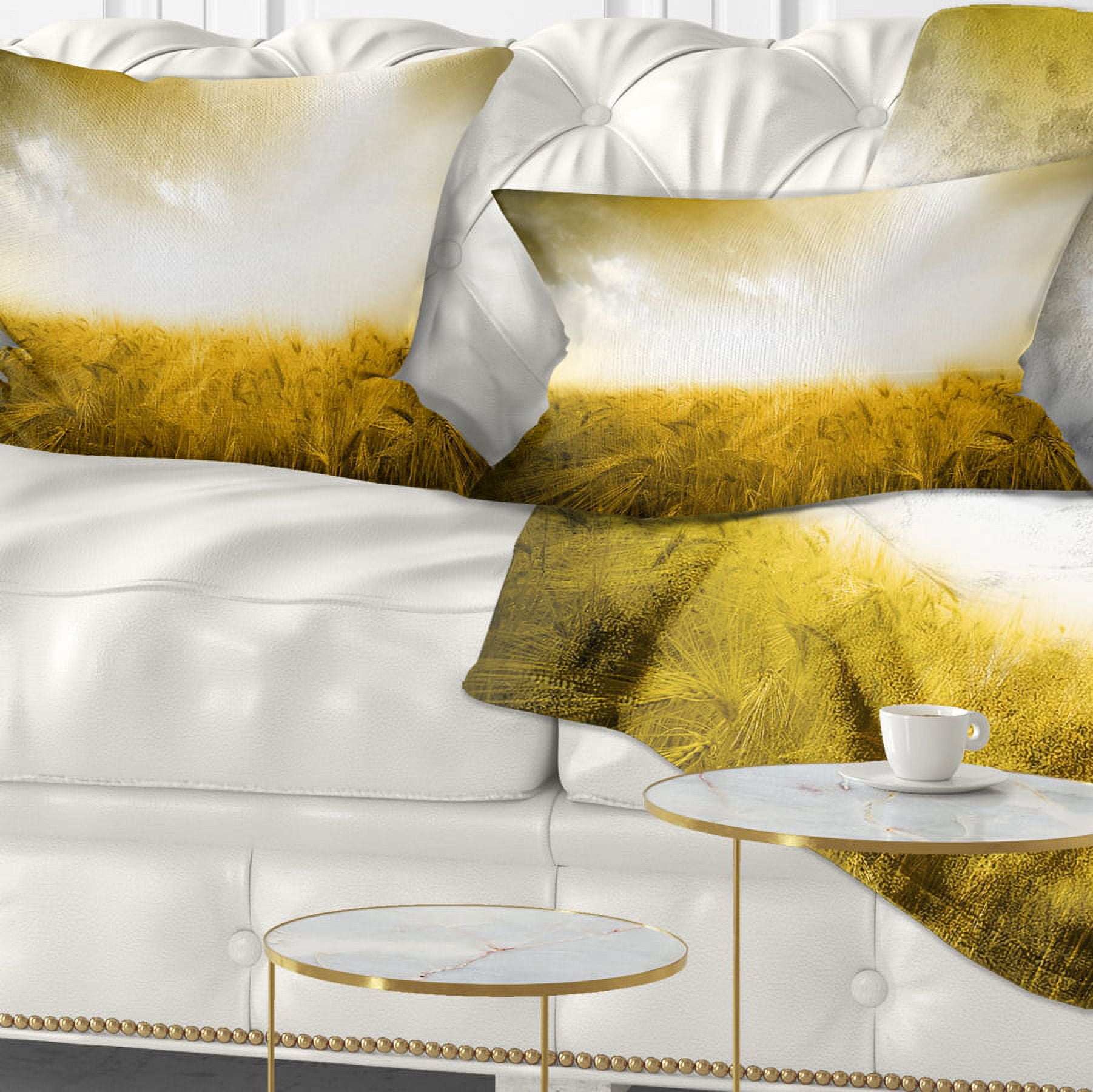Designart Yellow Meadow under Bright Sun - Landscape Printed Throw Pillow - 12x20