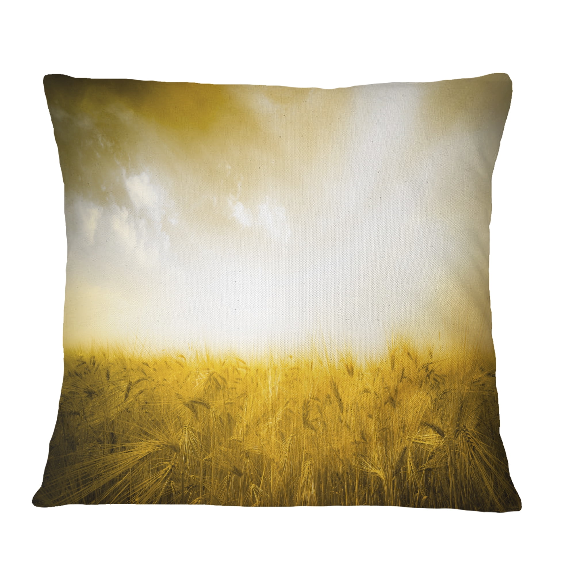 Designart Yellow Meadow under Bright Sun - Landscape Printed Throw Pillow - 18x18