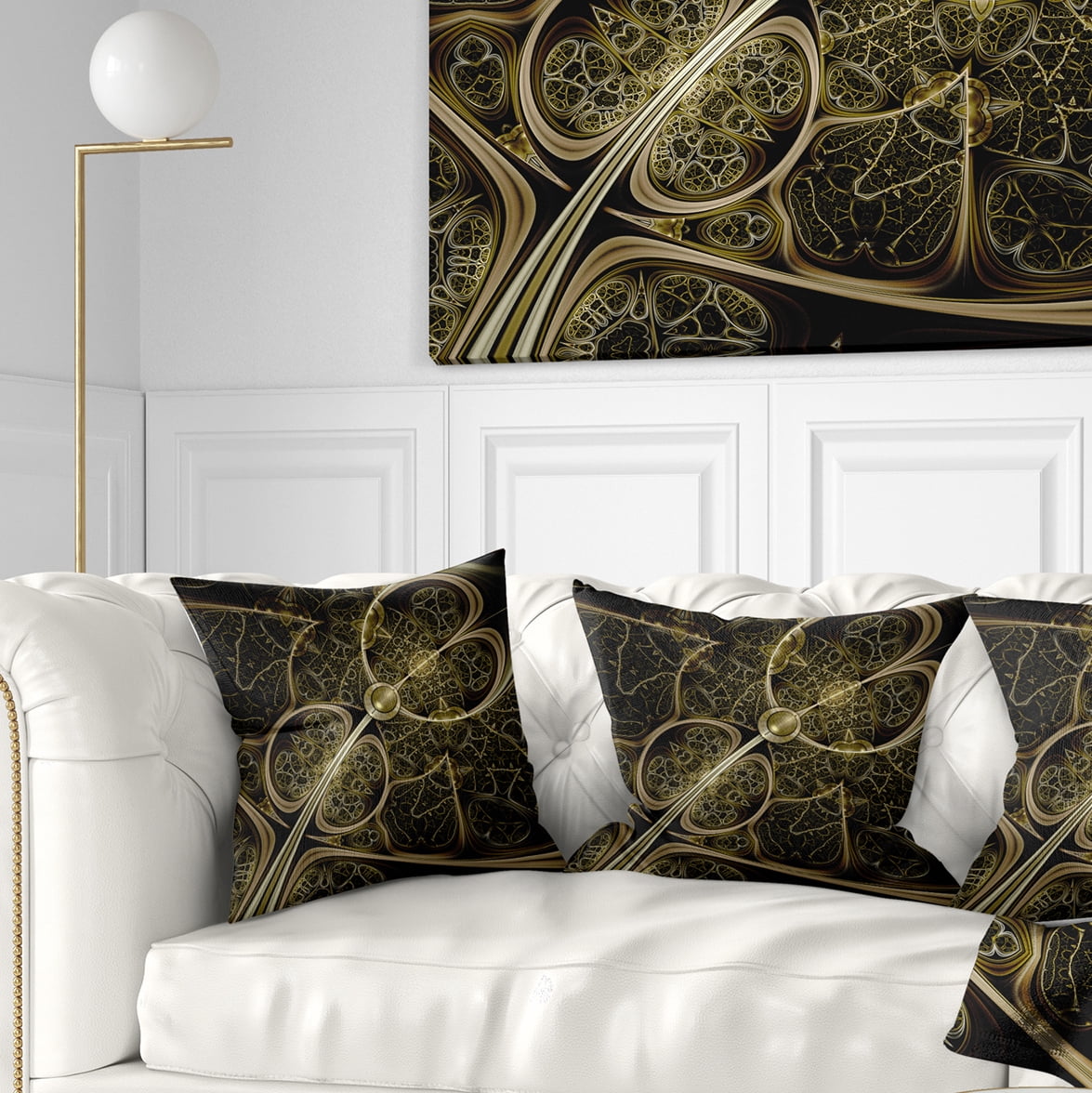 Designart Yellow Metallic Fabric Pattern - Abstract Throw Pillow - 18x18