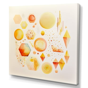 Designart Yellow Multi Shape Abstract II Canvas Wall Art