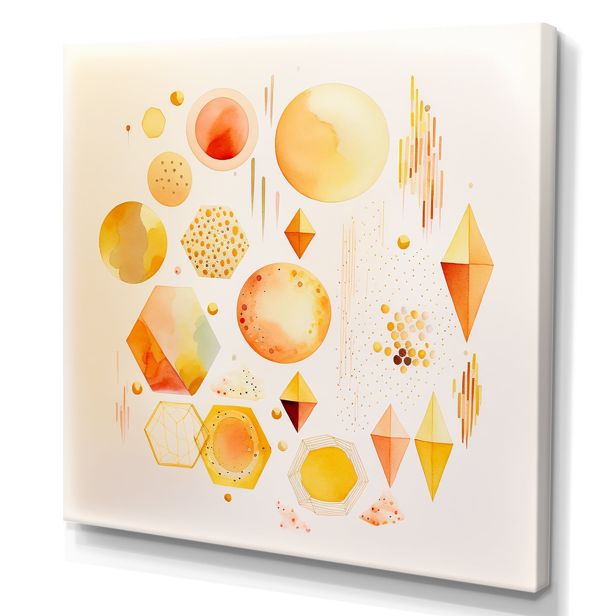 Designart Yellow Multi Shape Abstract III Canvas Wall Art