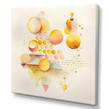 Designart Yellow Multi Shape Abstract IV Canvas Wall Art