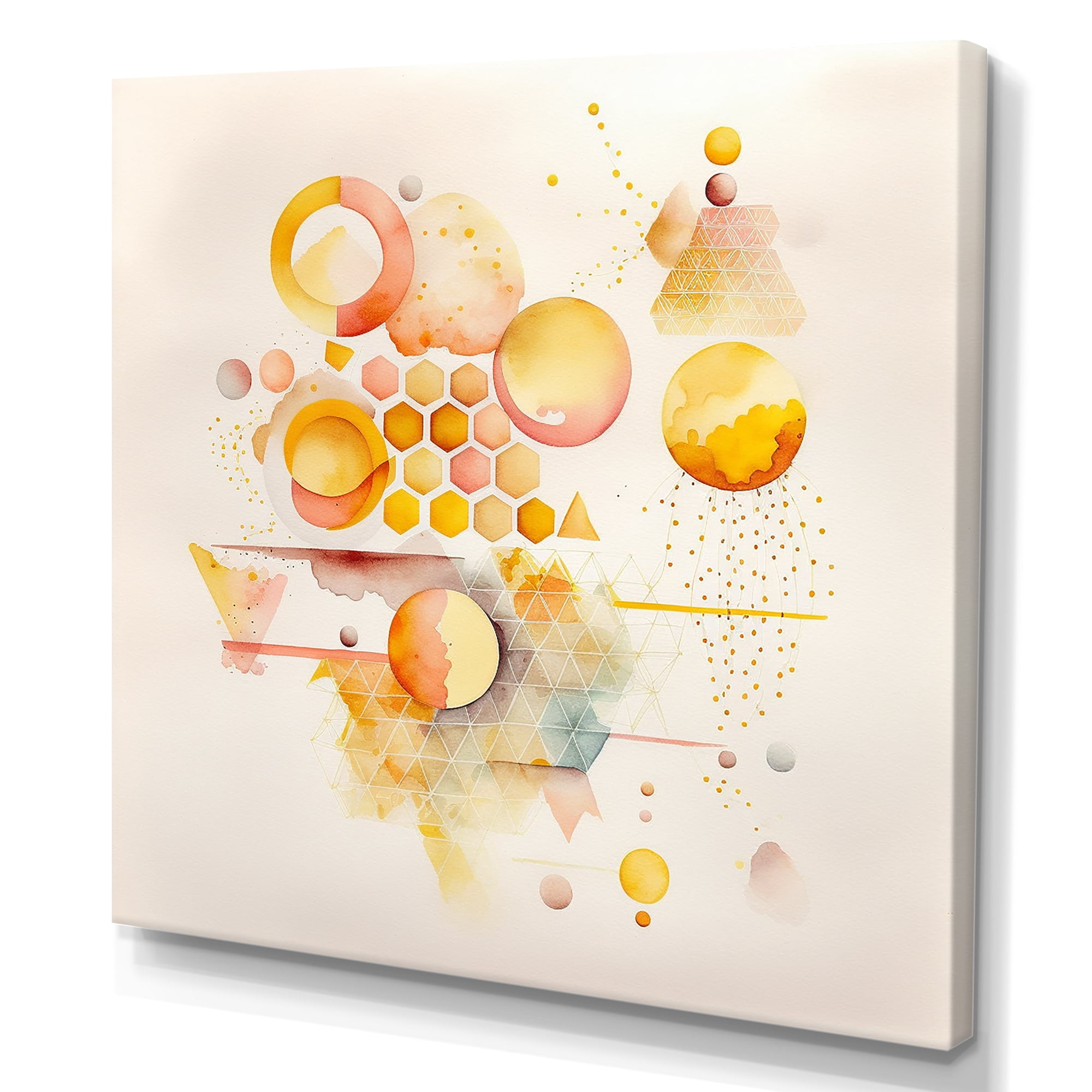 Designart Yellow Multi Shape Abstract VI Canvas Wall Art