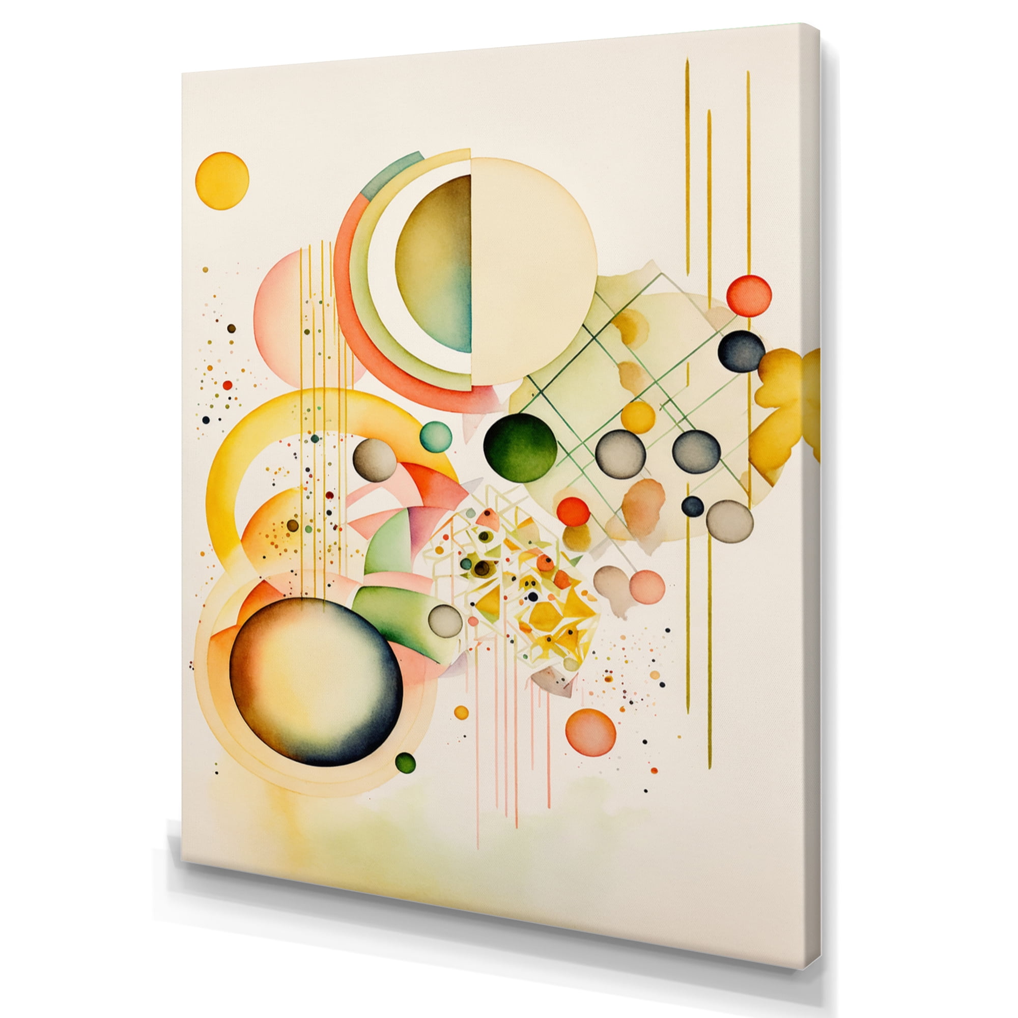 Designart Yellow Multi Shape Abstract VII Canvas Wall Art