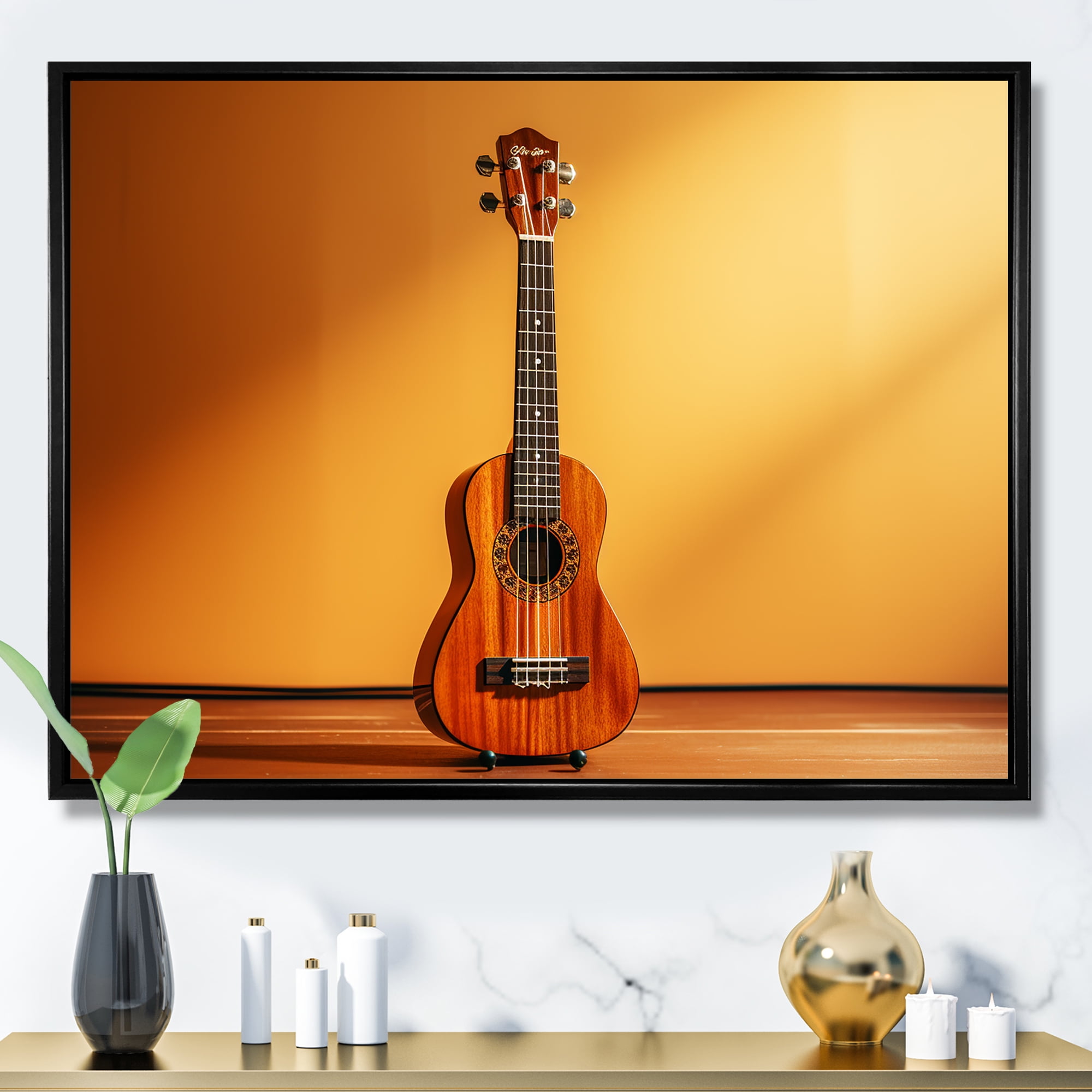 Designart "Yellow Music Melody Minimalist Guitar Serenade