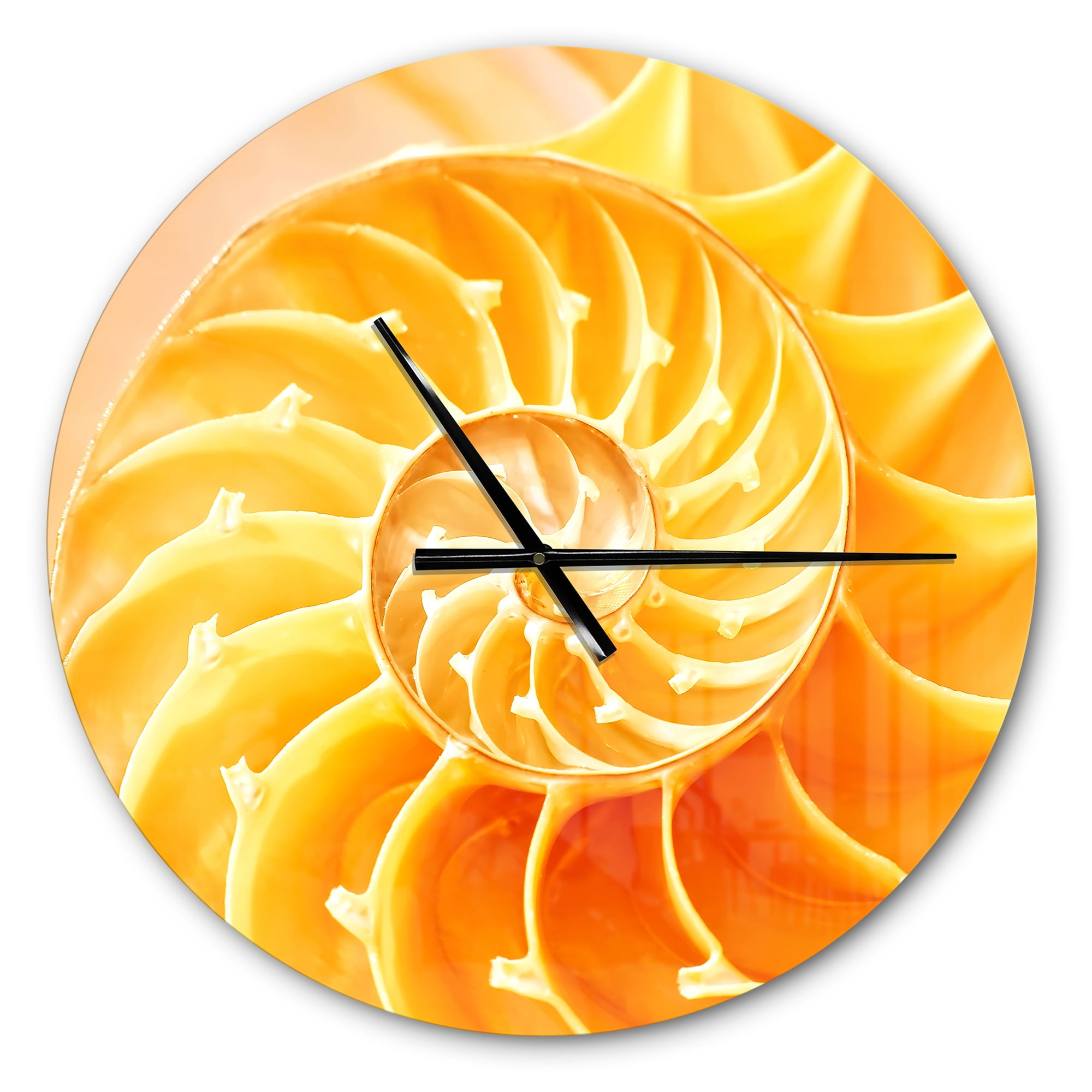 Designart 'Yellow Nautilus Shell ' Modern wall clock