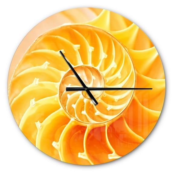 Designart 'Yellow Nautilus Shell ' Modern wall clock