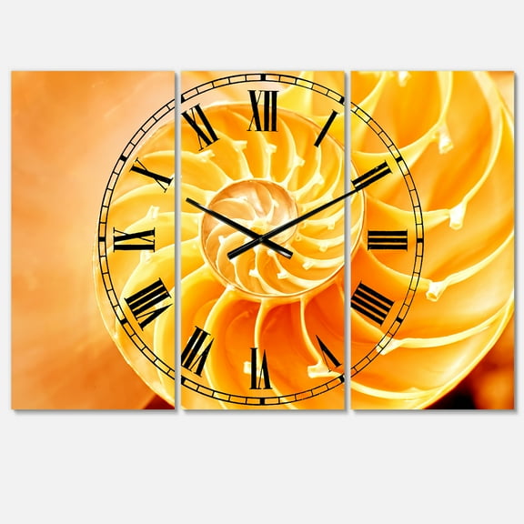 Designart 'Yellow Nautilus Shell' Traditional wall clock