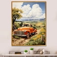 thumbnail image 1 of Designart "Yellow Pickup Truck Golden landscapes II" Pickup Truck Floater Framed Canvas Art Print, 1 of 7