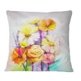 thumbnail image 1 of Designart Yellow Pink Gerbera and Rose Bouquet - Floral Throw Pillow - 18x18, 1 of 1