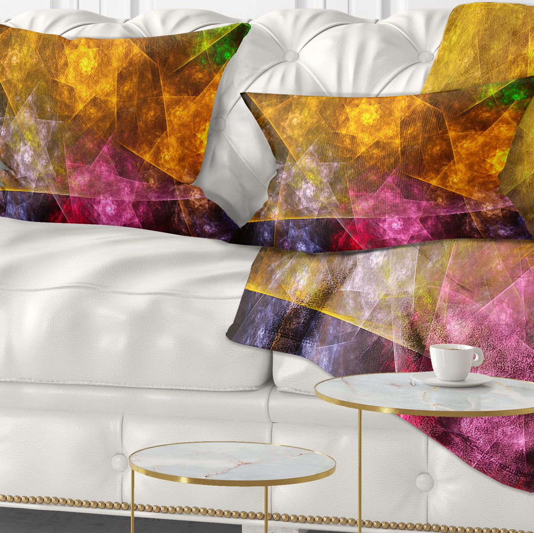 Designart Yellow Pink Rotating Polyhedron - Abstract Throw Pillow - 12x20