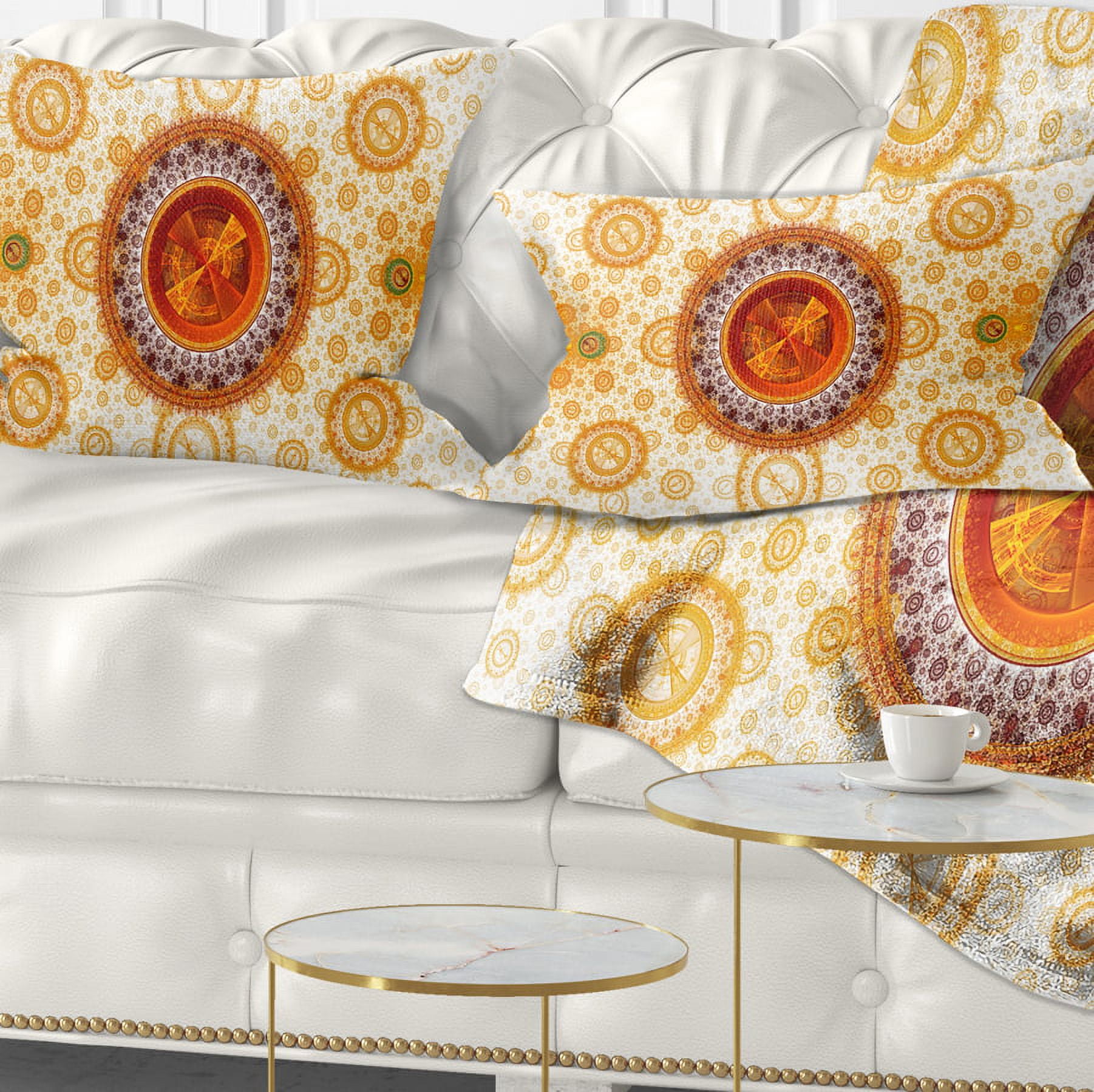 Designart Yellow Psychedelic Relaxing Art - Abstract Throw Pillow - 12x20