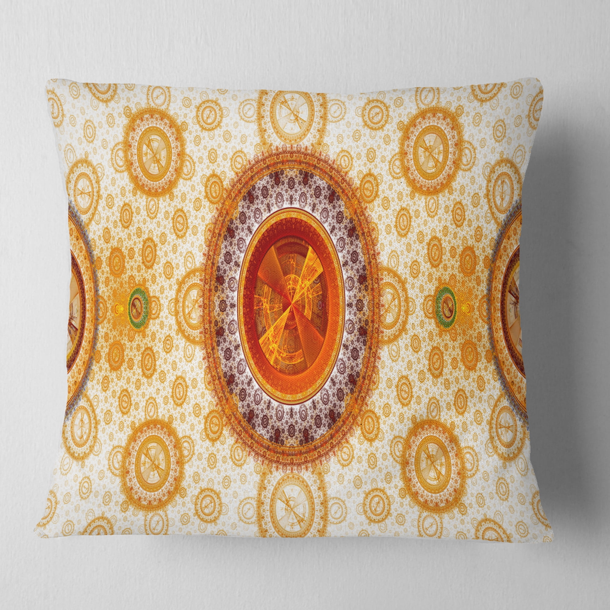 Designart Yellow Psychedelic Relaxing Art - Abstract Throw Pillow - 16x16