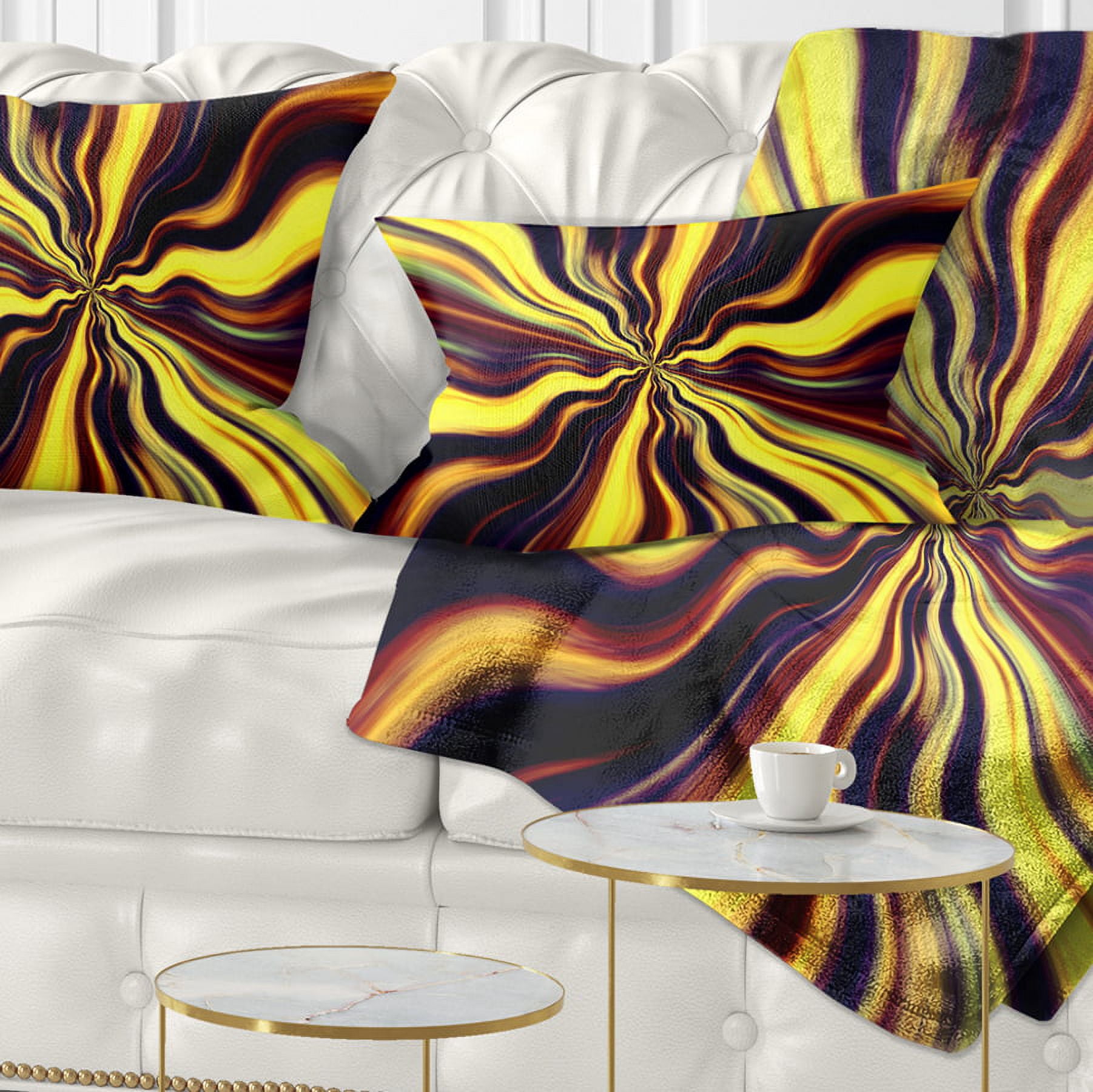 Designart Yellow Purple Black Fantasy - Abstract Throw Pillow - 12x20