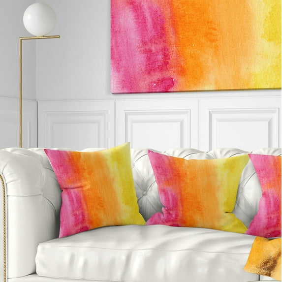 Designart Yellow Purple Meet Orange - Abstract Throw Pillow - 18x18