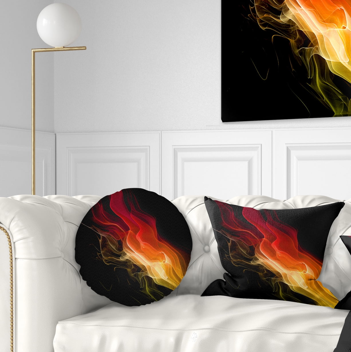 Designart Yellow Red 3d Abstract Waves - Contemporary Abstract Throw Pillow - 12x20