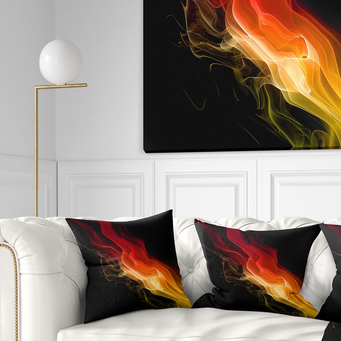 Designart Yellow Red 3d Abstract Waves - Contemporary Abstract Throw Pillow - 16x16