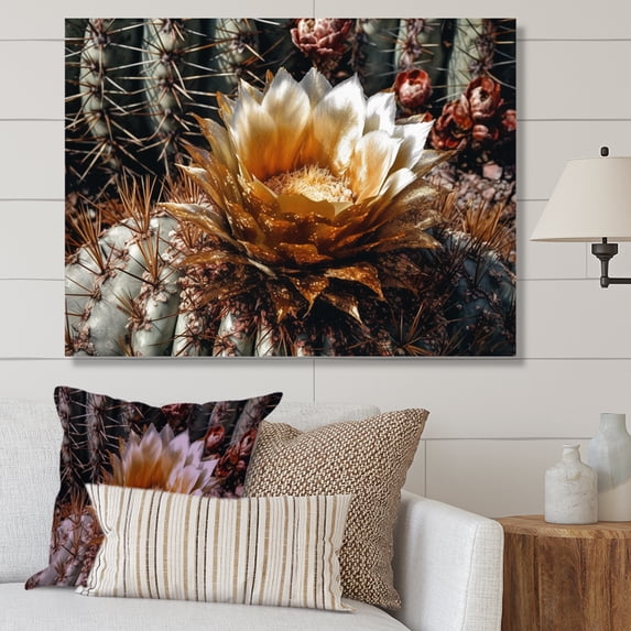 Designart "Yellow Red Cactus Scenery" Floral Cactus Canvas Wall Art