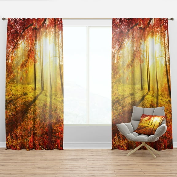 Designart 'Yellow Red Fall Trees and Leaves' Landscape Curtain Panel