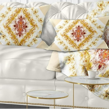 Designart Yellow Rhombus Fractal Design - Abstract Throw Pillow - 12x20