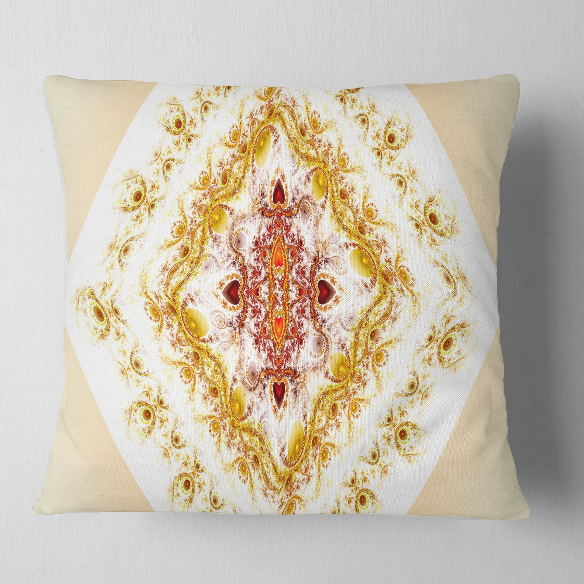 Designart Yellow Rhombus Fractal Design - Abstract Throw Pillow - 16x16