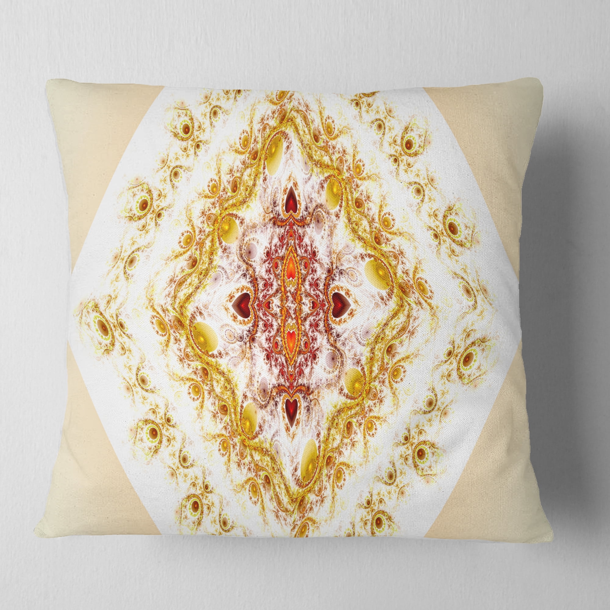 Designart Yellow Rhombus Fractal Design - Abstract Throw Pillow - 18x18
