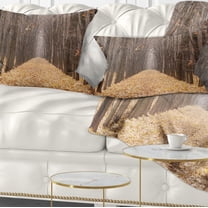 Designart Yellow Road through Fall Forest - Modern Forest Throw Pillow - 12x20